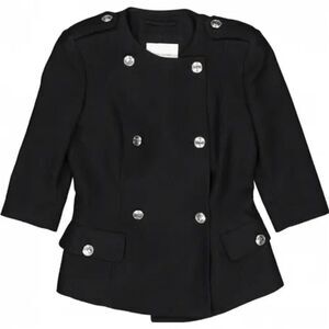 Pierre Balmain Women's Black Double-Breasted Military Blazer Size 38